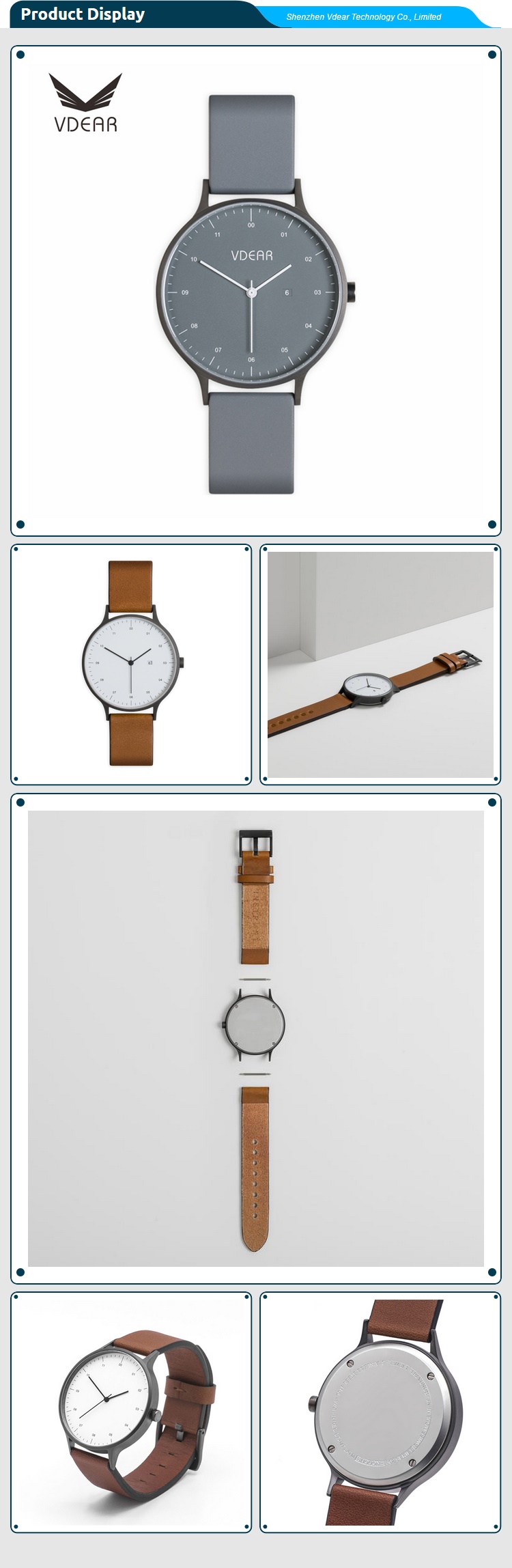 VDEAR - 3ATM waterproof stainless steel 316L case fashion custom quartz watch brand mens wrist watch minimalist unisex others 14