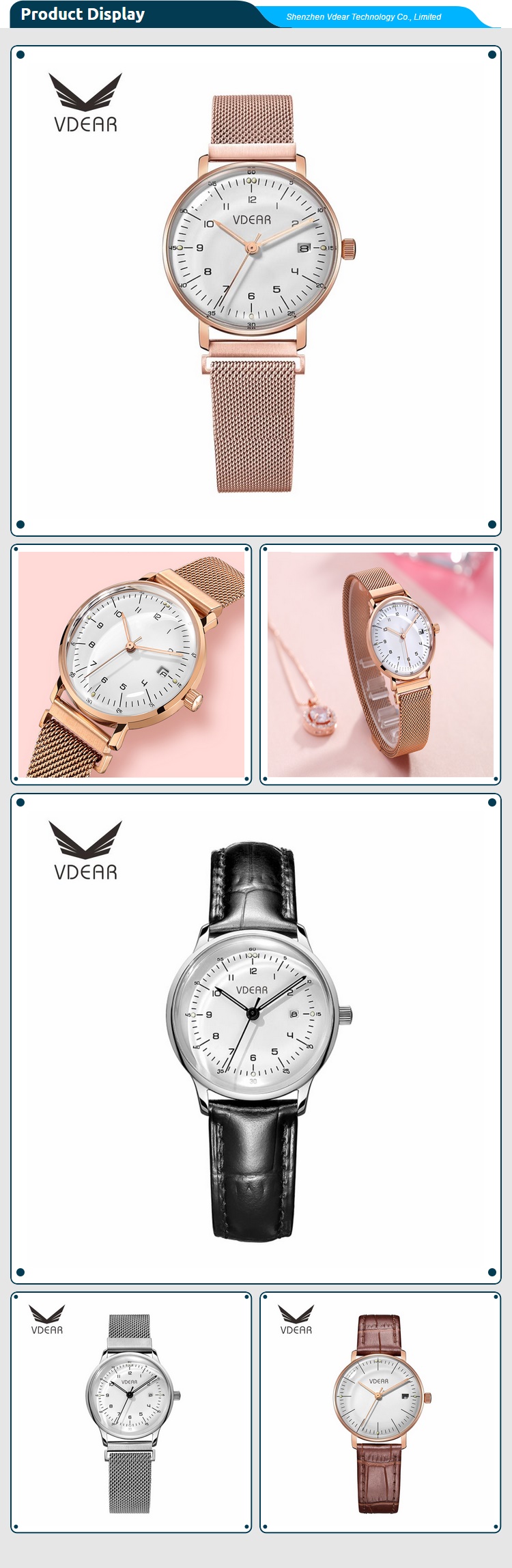 VDEAR - Crea il tuo orologio al quarzo giapponese impermeabile 3atm con quadranti vuoti in acciaio inossidabile e altri 12