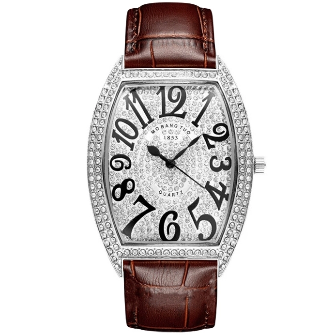 VDEAR - OEM Luxury Watch Leather Wrist Band Moissanite Diamond Square Face Stainless Steel Watch Diamond Lady Watch 1