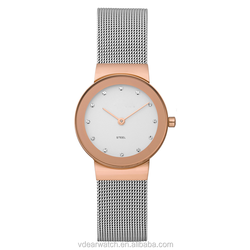 VDEAR - 2017 Bästsäljare Japan Movt Quartz-klocka Kinesisk grossistmärkesklockor med nätrem, andra 19