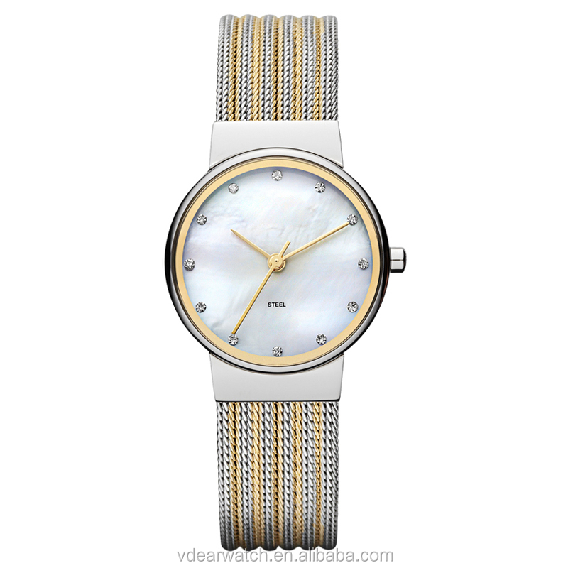 VDEAR - 2017 Bästsäljare Japan Movt Quartz-klocka Kinesisk grossistmärkesklockor med nätrem, andra 9