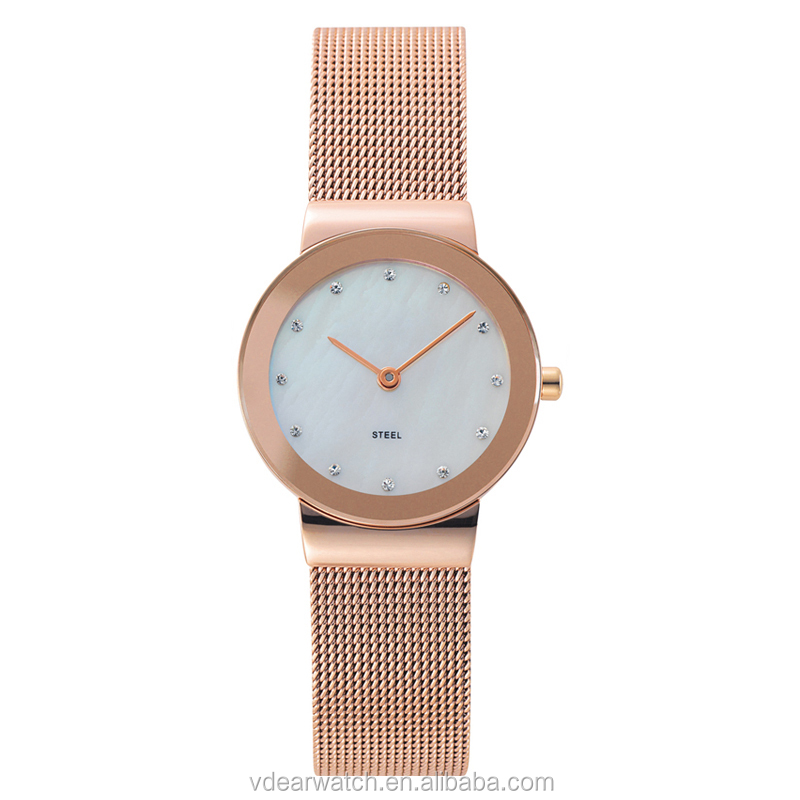 VDEAR - 2017 Bästsäljare Japan Movt Quartz-klocka Kinesisk grossistmärkesklockor med nätrem, andra 17