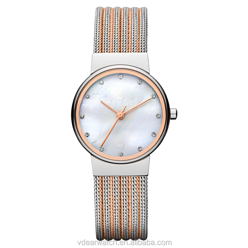 VDEAR - 2017 Bästsäljare Japan Movt Quartz-klocka Kinesisk grossistmärkesklockor med nätrem, andra 11