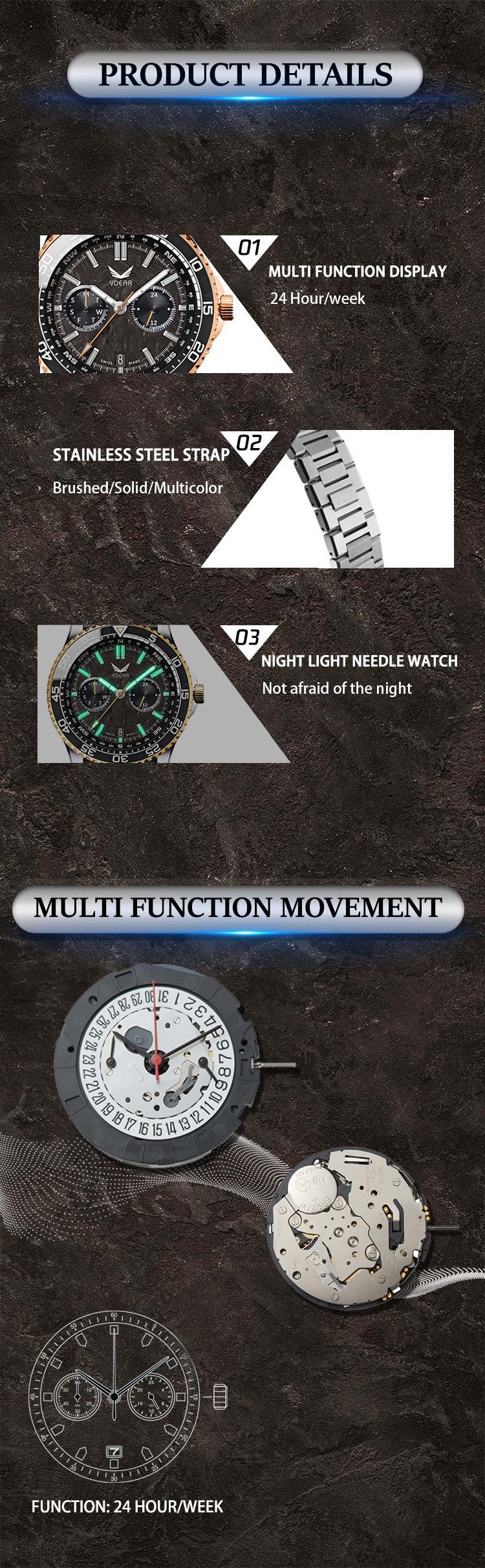 VDEAR - Brand Your Own Outdoor Sports Event Watching Tent Stainless Steel Case Military Sport Watch others 10