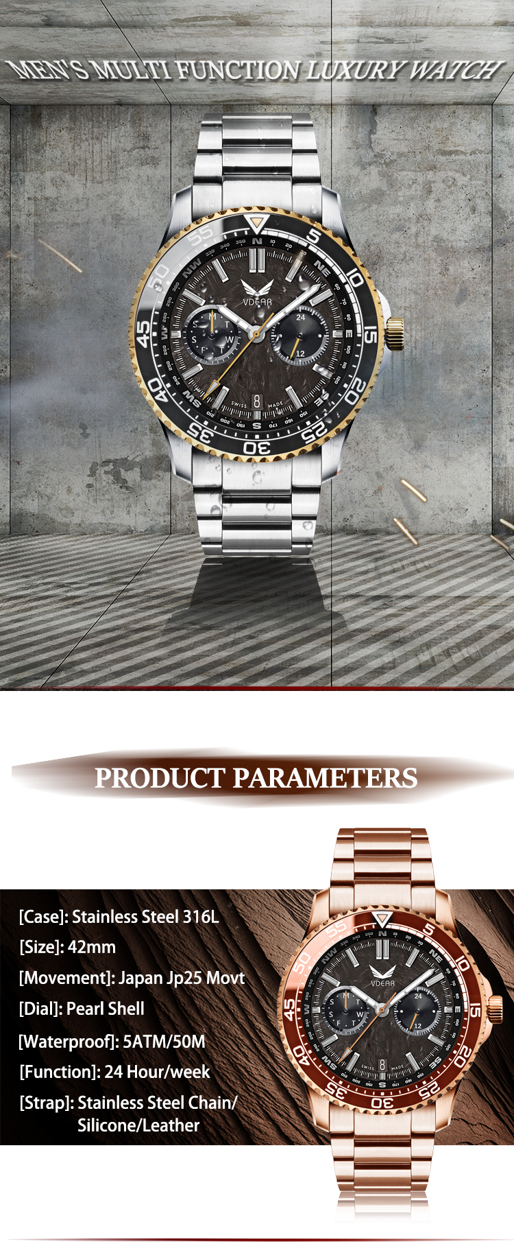 VDEAR - Brand Your Own Outdoor Sports Event Watching Tent Stainless Steel Case Military Sport Watch others 9