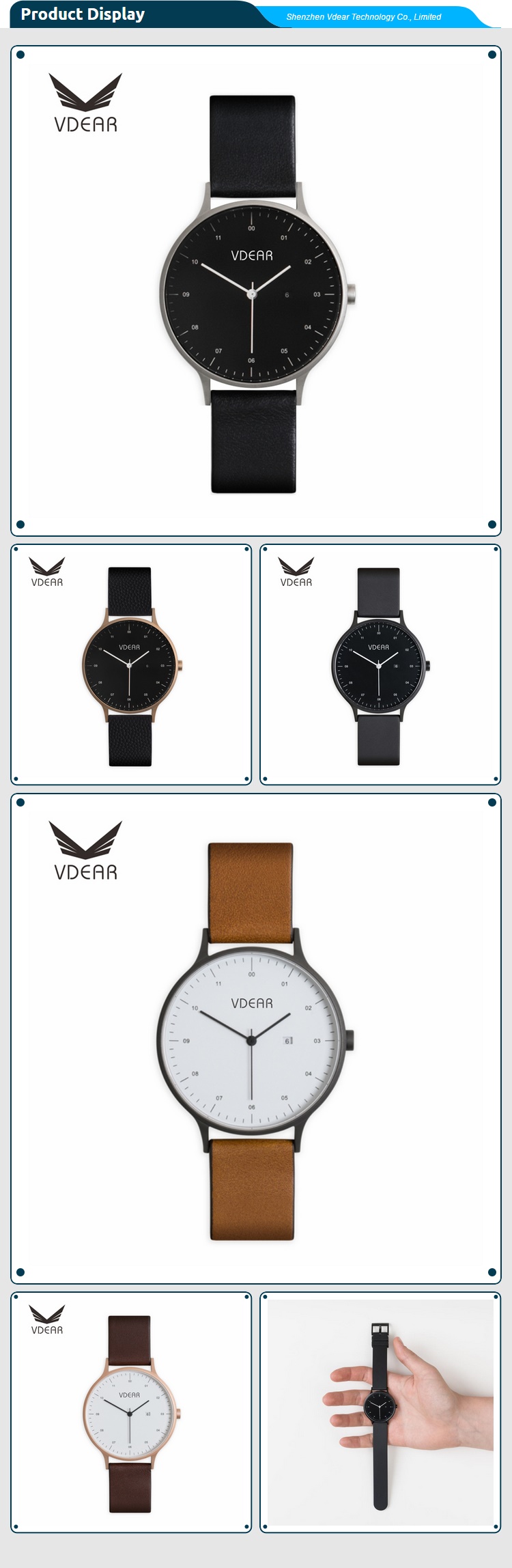 VDEAR – Individuell gestaltete minimalistische Herrenuhr mit japanischem Quarzwerk (SR626SW), hochwertige Markenqualität, Lederarmband und weitere 14