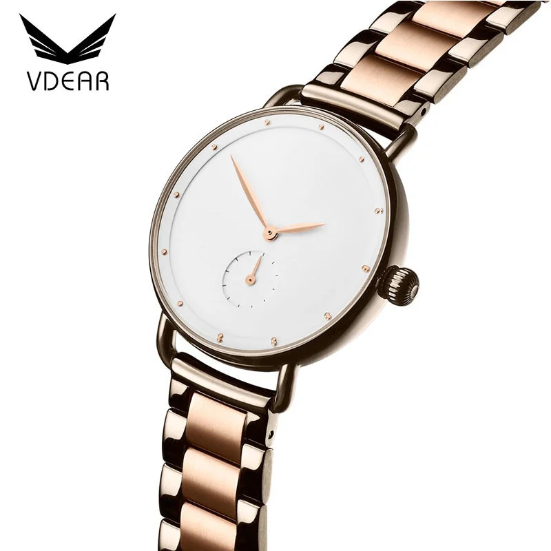 VDEAR - Polished rose gold metal link strap 16mm stylish women watch oem custom watch others 1