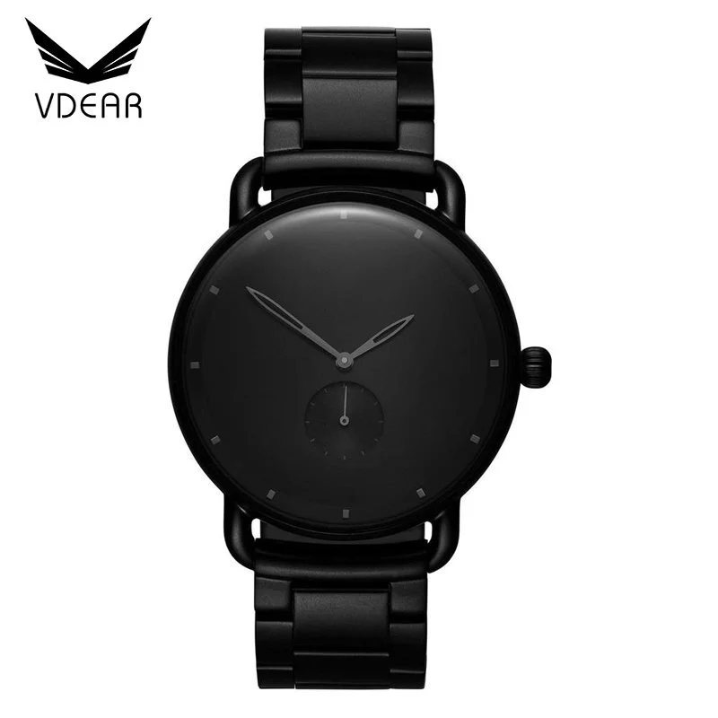VDEAR - Montres de marque, nouveau modèle 2018, cadran noir personnalisable, étanches à 3 ATM et autres 1
