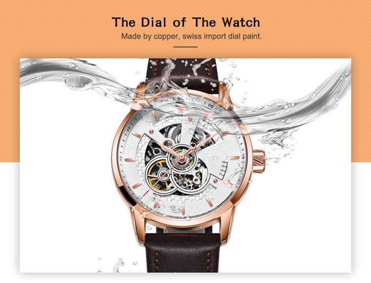 VDEAR - OEM Herrenuhr im modischen Stil mit individuellem Logo, mechanisches Automatikgehäuse, Lederarmband, lässige Hohlkammeruhr (andere) 14