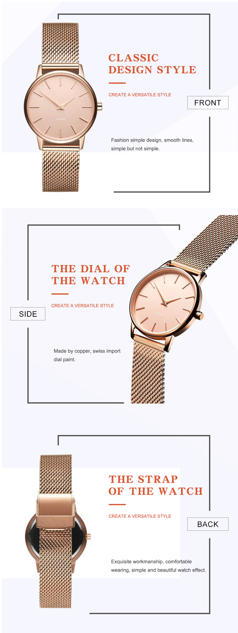 VDEAR - Newest Minimalist Rose Gold Quartz Watch Stainless Steel Watchband Women others 10