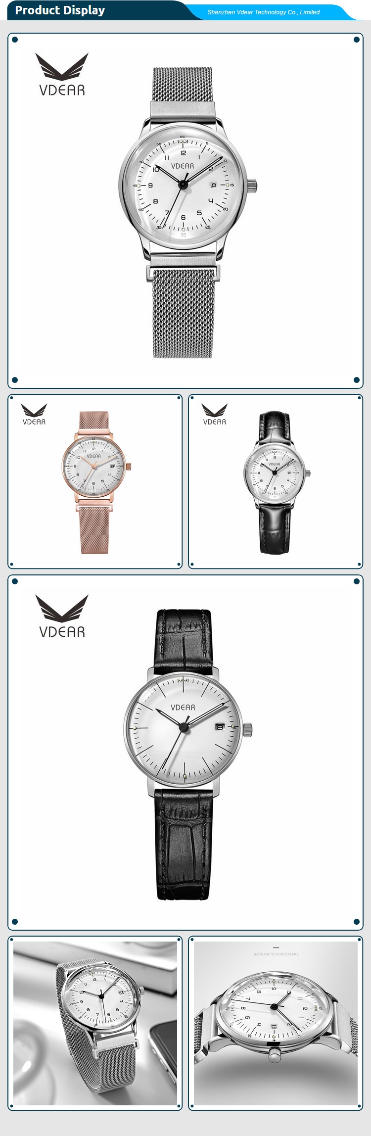 VDEAR - VDEAR Non brand 3 atm water resistant stainless steel watch case wrist watch women luxury others 12