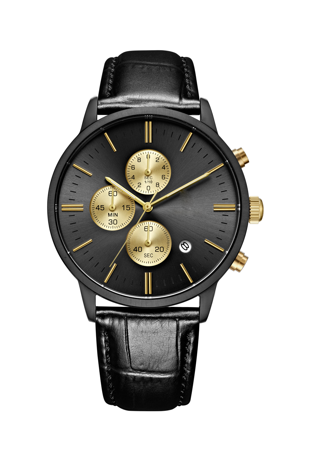 VDEAR – Personalisierbare Herrenuhr mit Ihrem eigenen Logo, schlichter Chronograph, goldene Lünette, japanisches Quarzwerk, weitere Modelle 11