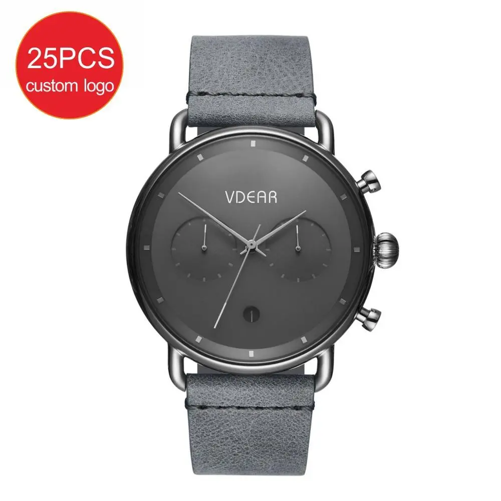 VDEAR - Montres de luxe chronographes à mouvement quartz japonais en cuir, personnalisables avec votre logo. 1