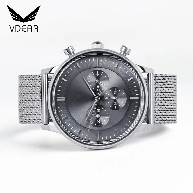 VDEAR - China watch factory customise high end luxury watch minimal mesh strap elegant men watch oem chronograph others 1