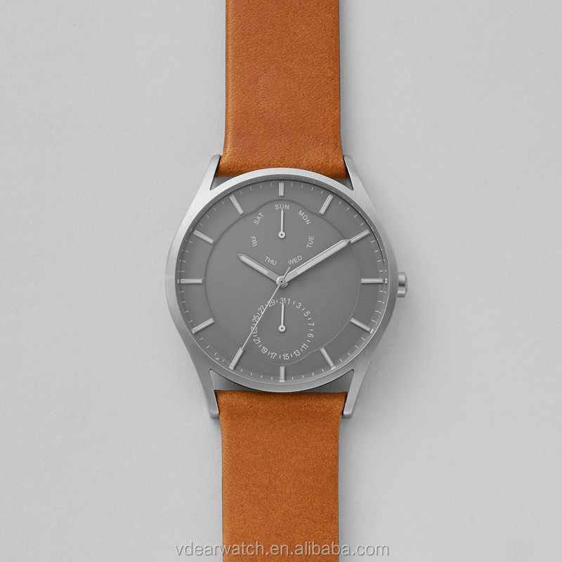 VDEAR - Black dial own label workable two eyes watch oem chronograph stainless steel leather strap quartz watch sr626sw others 9