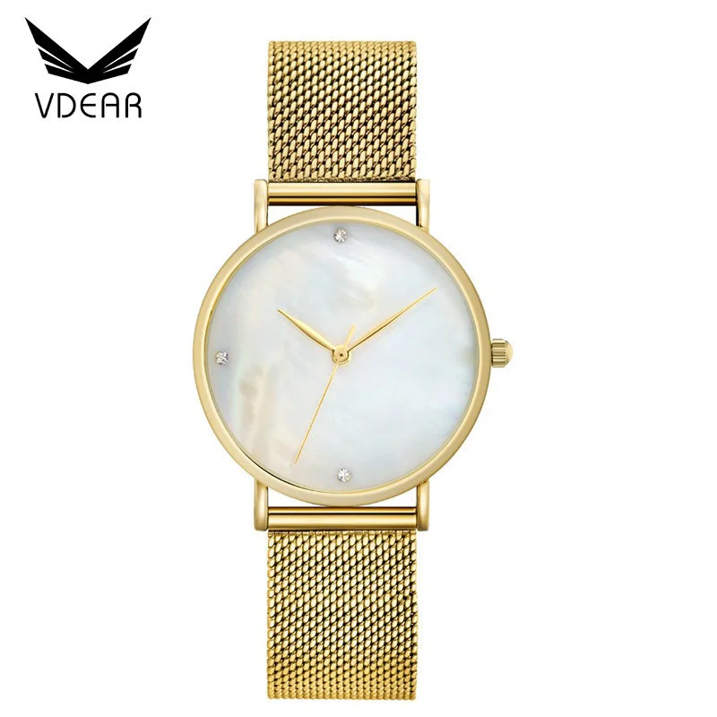 VDEAR - Goldlish mother of pearl dial custom japan movt quartz watch stainless steel bezel watches ladies others 1