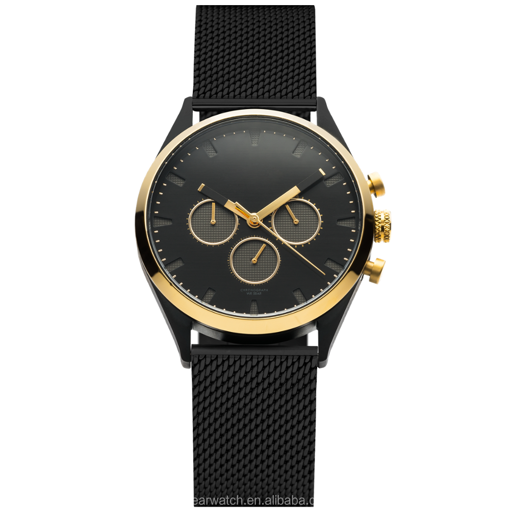 VDEAR - Orologi cronografi economici da uomo di lusso in acciaio inossidabile con catena, logo personalizzato e altri 15