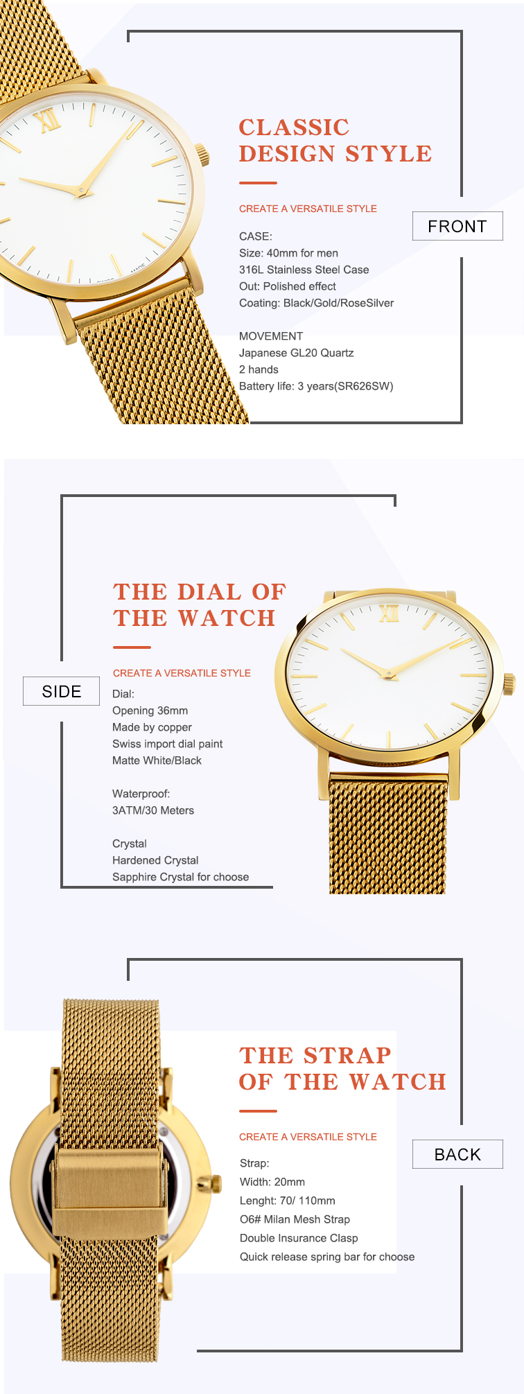 VDEAR - Orologi da uomo minimalisti con quadrante classico e ultrasottile, movimento al quarzo giapponese 16