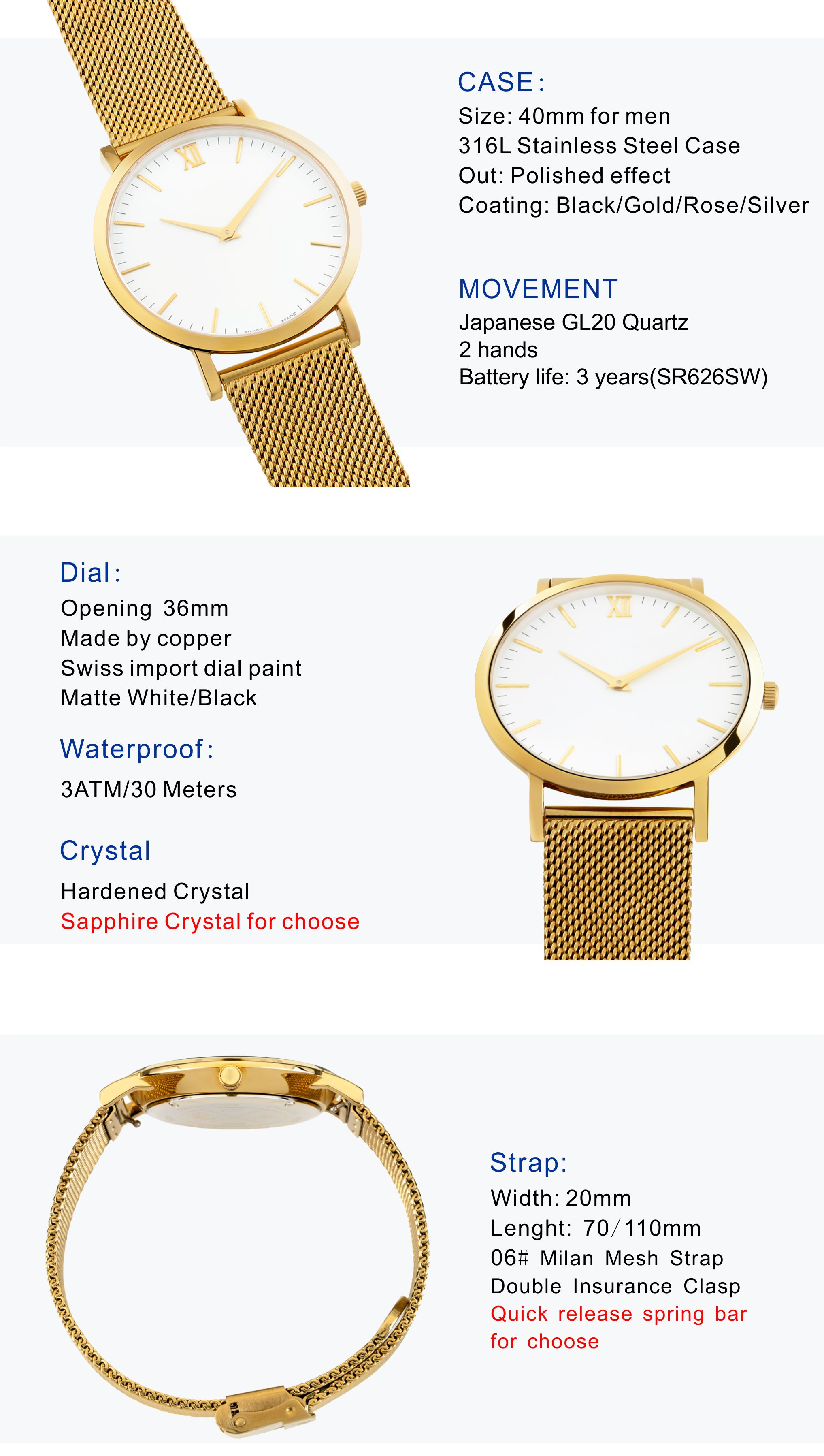 VDEAR - Orologi da uomo minimalisti con quadrante classico e ultrasottile, movimento al quarzo giapponese 18