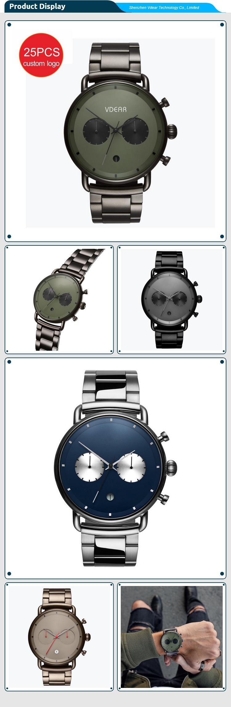 VDEAR - Custom logo trend design quartz watches men wrist luxury sapphire crystal watches prices others 14