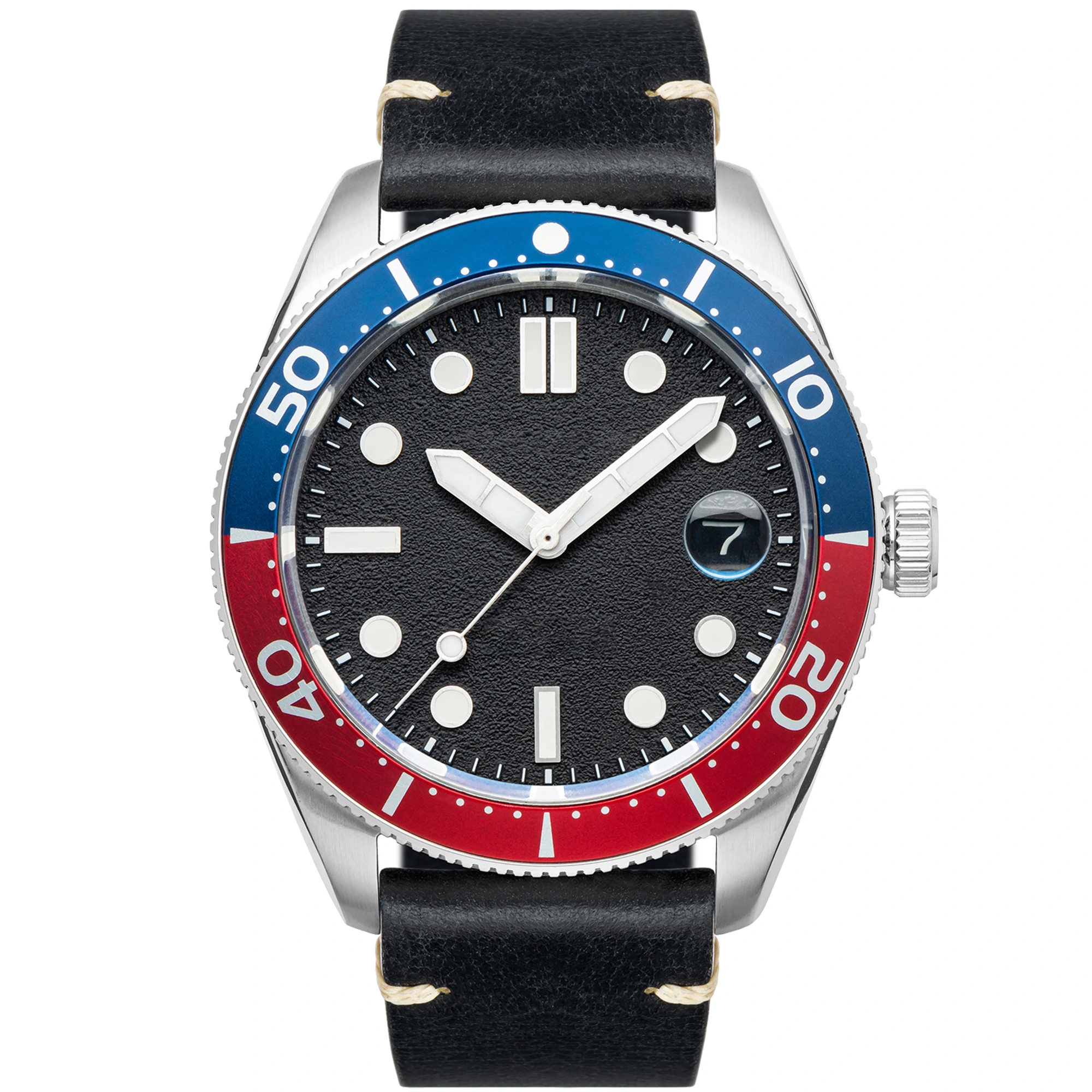 VDEAR - Custom Logo 100m Waterproof Cow Leather Strap Miyota 8215 Movement Mens Leather Watch Oem Mechanical Watches For Men New Arrival 1