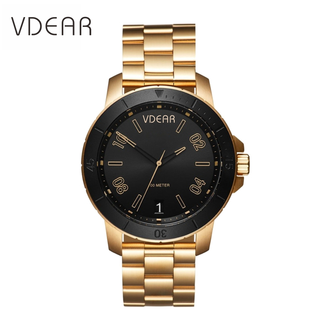 VDEAR - 5 ATM water resistant stainless steel 316L watch case luxury men wrist quartz brand 1