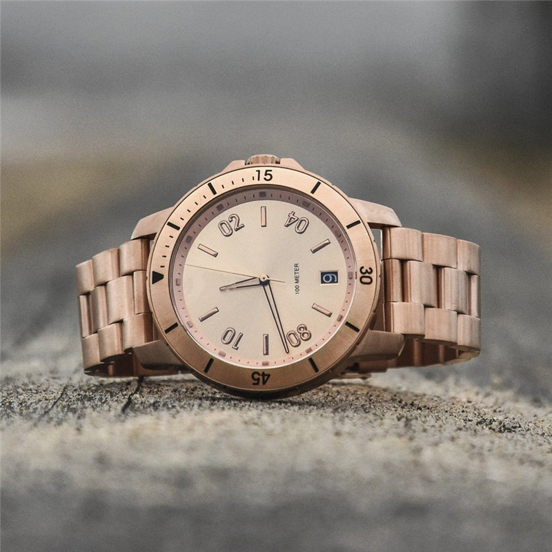 VDEAR - 5 ATM water resistant stainless steel 316L watch case luxury men wrist quartz brand 22