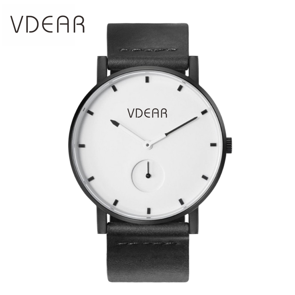 VDEAR - Customized own brand leather classic watches men wrist quartz watch case stainless steel Stainless Steel Style 1