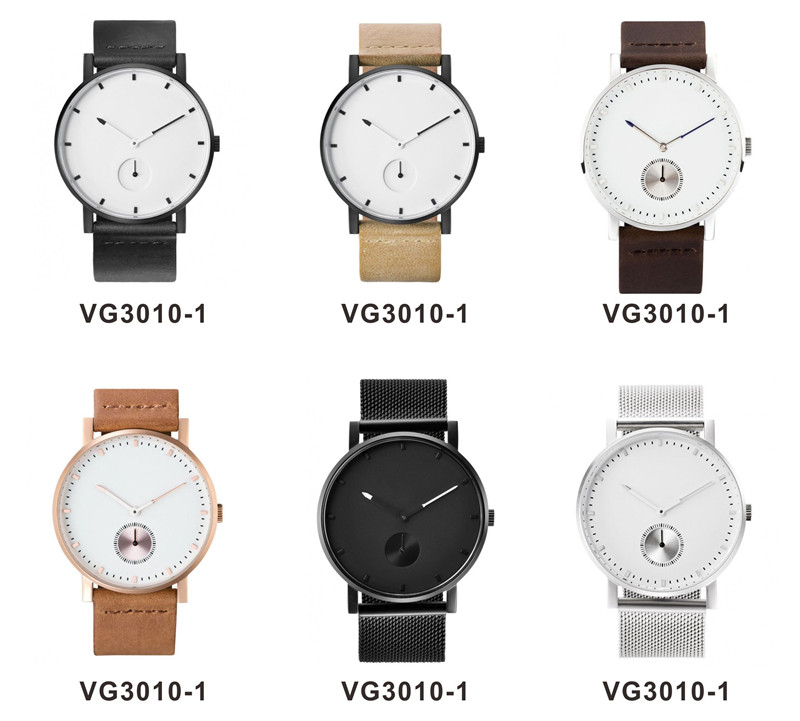 VDEAR - Customized own brand leather classic watches men wrist quartz watch case stainless steel Stainless Steel Style 24