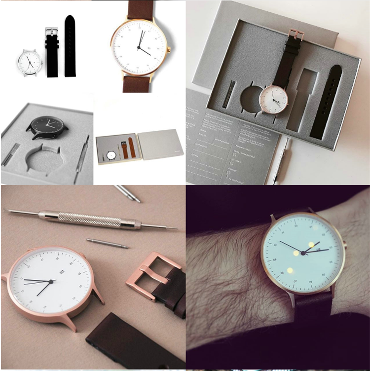 VDEAR - Läderarmband, specialdesignat, privat etikett, minimalistiskt, helt nytt armbandsur för män, 2020, rostfritt stål 18