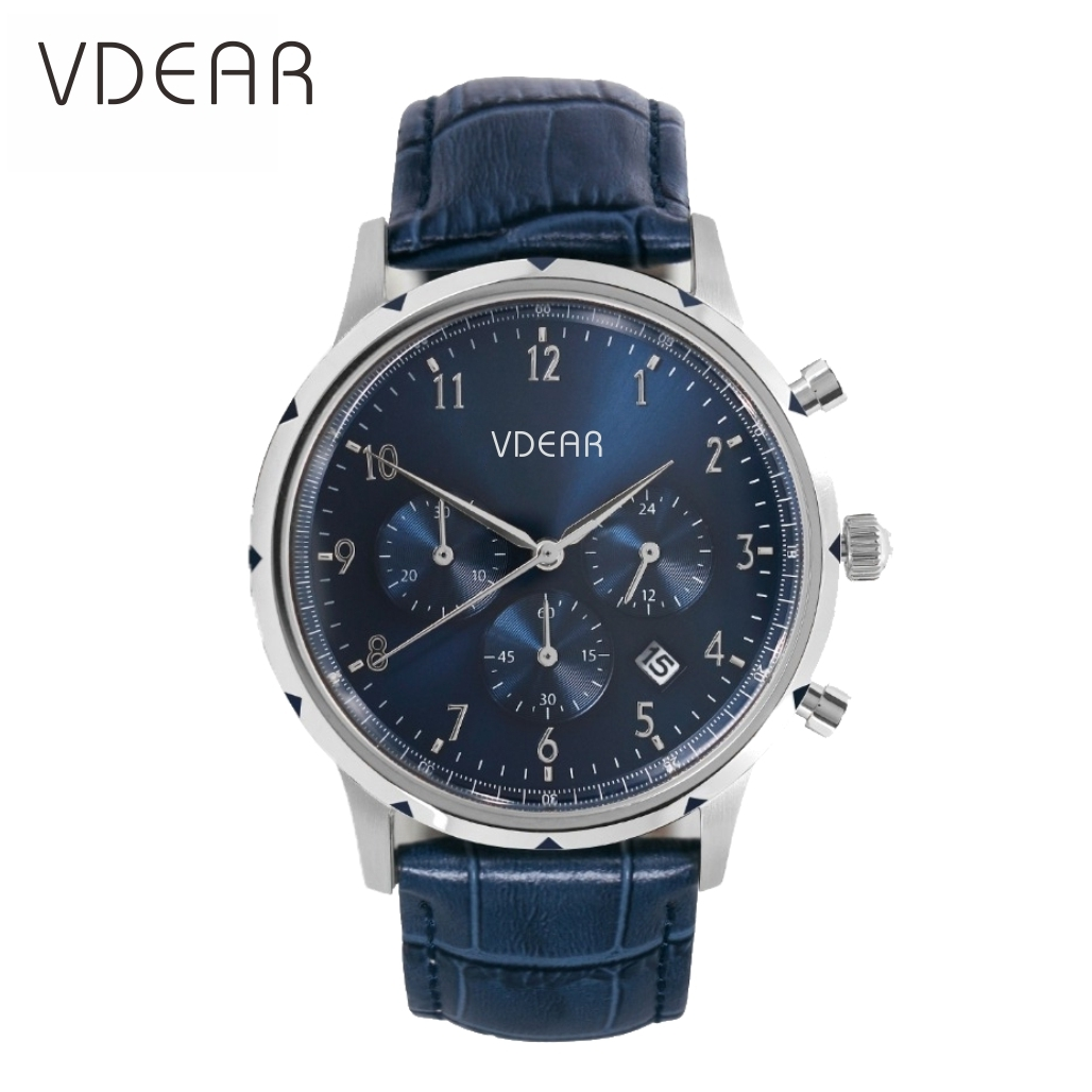 VDEAR - Customizable luxury crocodile japan movt quartz watch stainless steel bezel custom no brand watch men Chronograph Watch 1