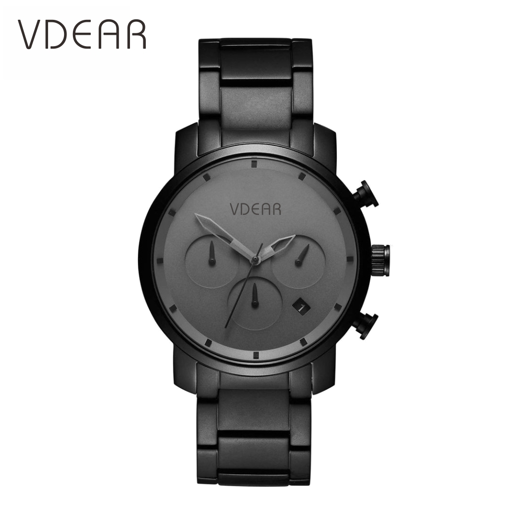 VDEAR - ساعة كرونوغراف كوارتز عالية الجودة، مقاومة للماء، بحركة يابانية، ظهر من الفولاذ المقاوم للصدأ، طراز SR626SW. 1