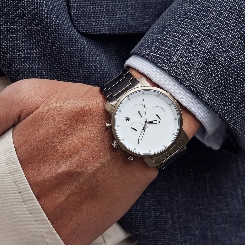 VDEAR - ساعة كرونوغراف كوارتز عالية الجودة، مقاومة للماء، بحركة يابانية، ظهر من الفولاذ المقاوم للصدأ، طراز SR626SW. 14