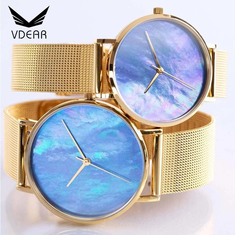 VDEAR - Make own brand custom wrist watch quartz lady blue mother of pearl watch dial others 1