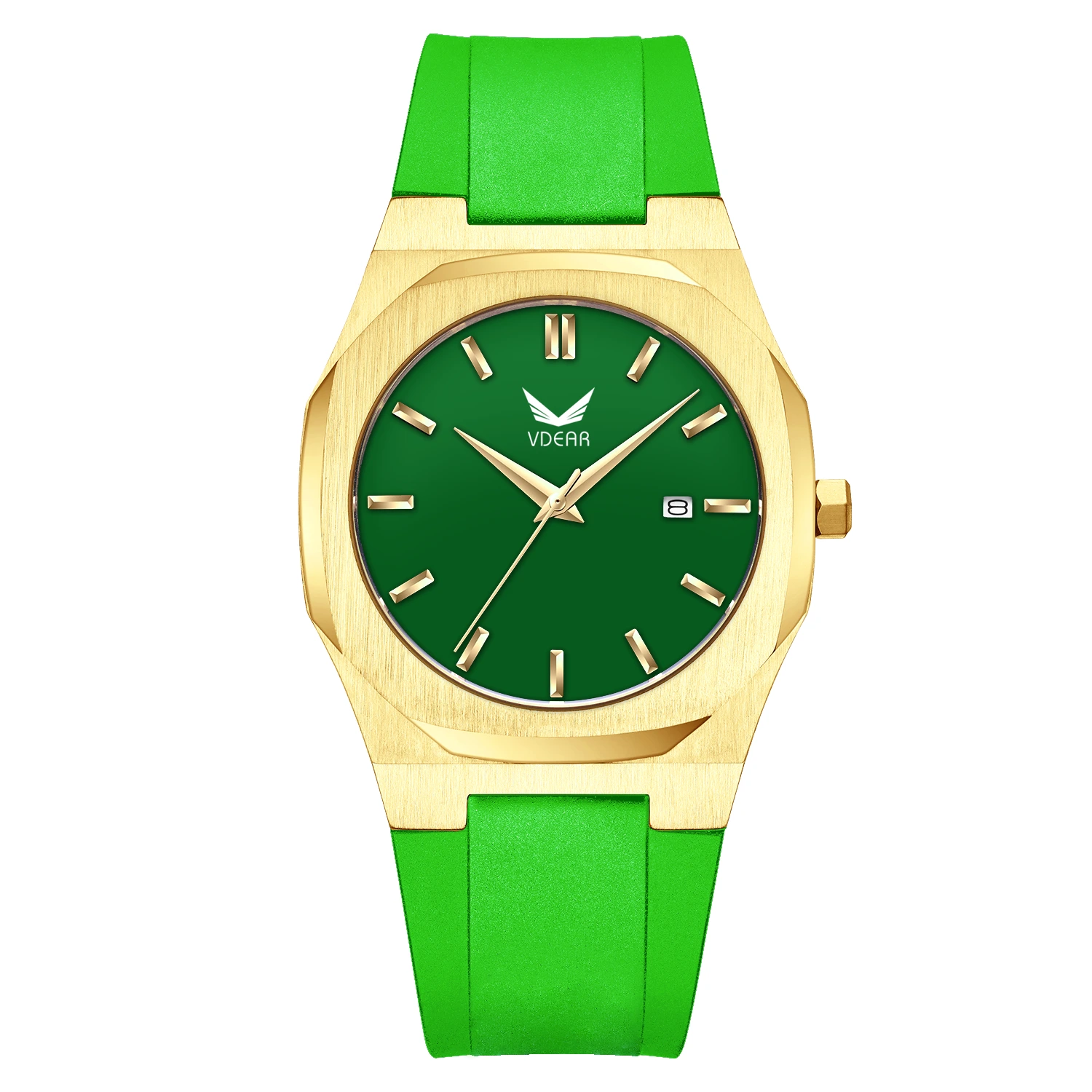 VDEAR - Fancy Green Silicone Strap Stainless Steel Men Watch Luxury Brand Hombres Men Hand Watch Luxary Watches For Men others 1