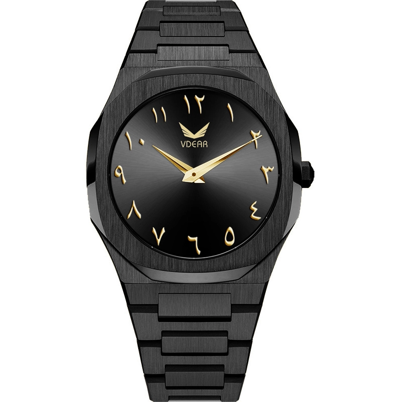 VDEAR - Solid Stainless Steel Strap Japan Quartz Gold Minimal Wristwatches Minimalistic Arabic Numbers Dial Watch Men Arab Numerals Logo others 1