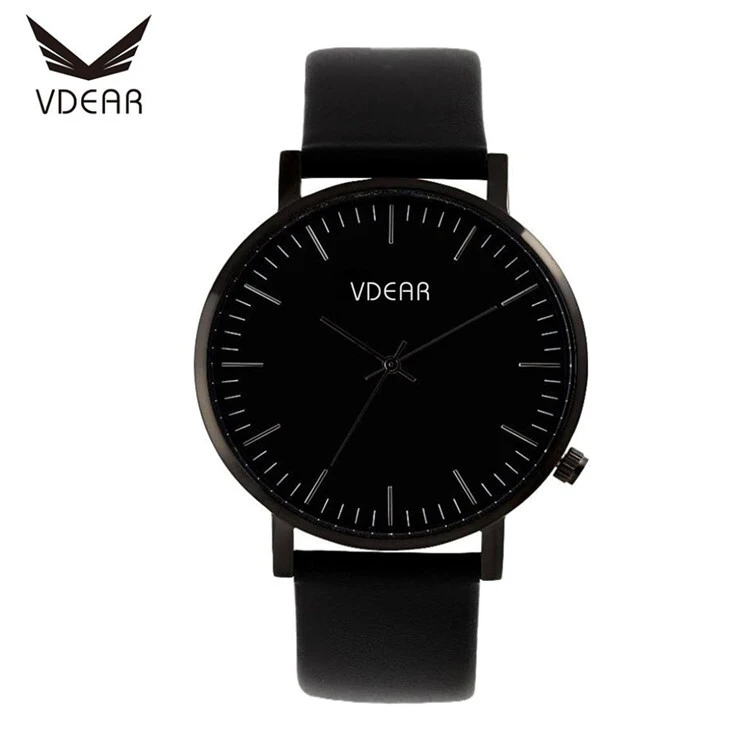 VDEAR - All black stainless steel back water resistant watch customizable sapphire crystal glass oem watch factory china others 1