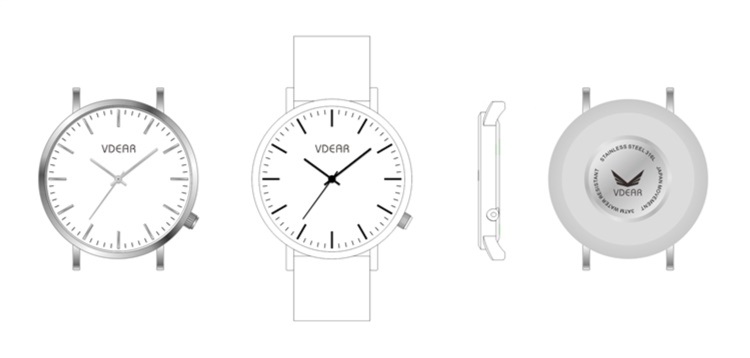 VDEAR - All black stainless steel back water resistant watch customizable sapphire crystal glass oem watch factory china others 12