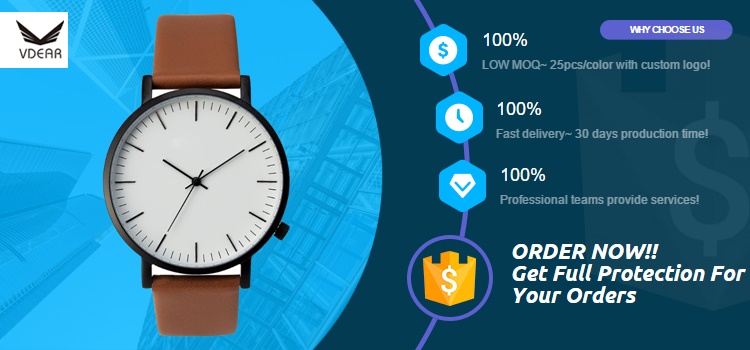 VDEAR - All black stainless steel back water resistant watch customizable sapphire crystal glass oem watch factory china others 8