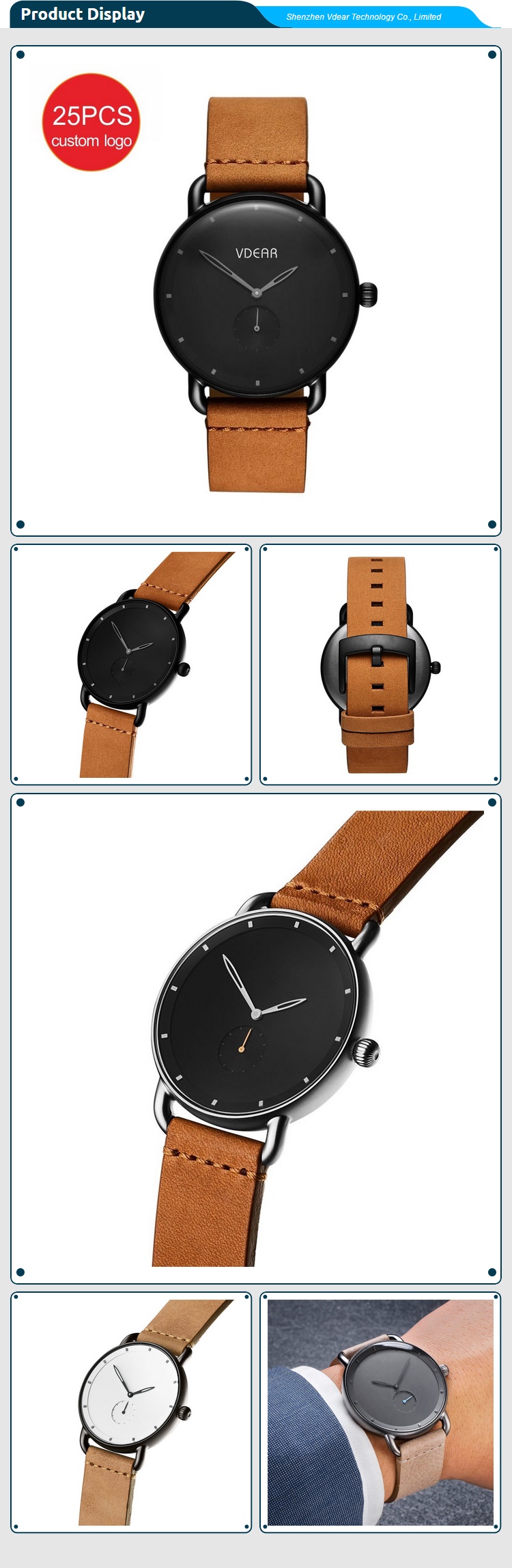 VDEAR - VDEAR low moq luxury japan quartz movement custom logo watches men wrist others 12