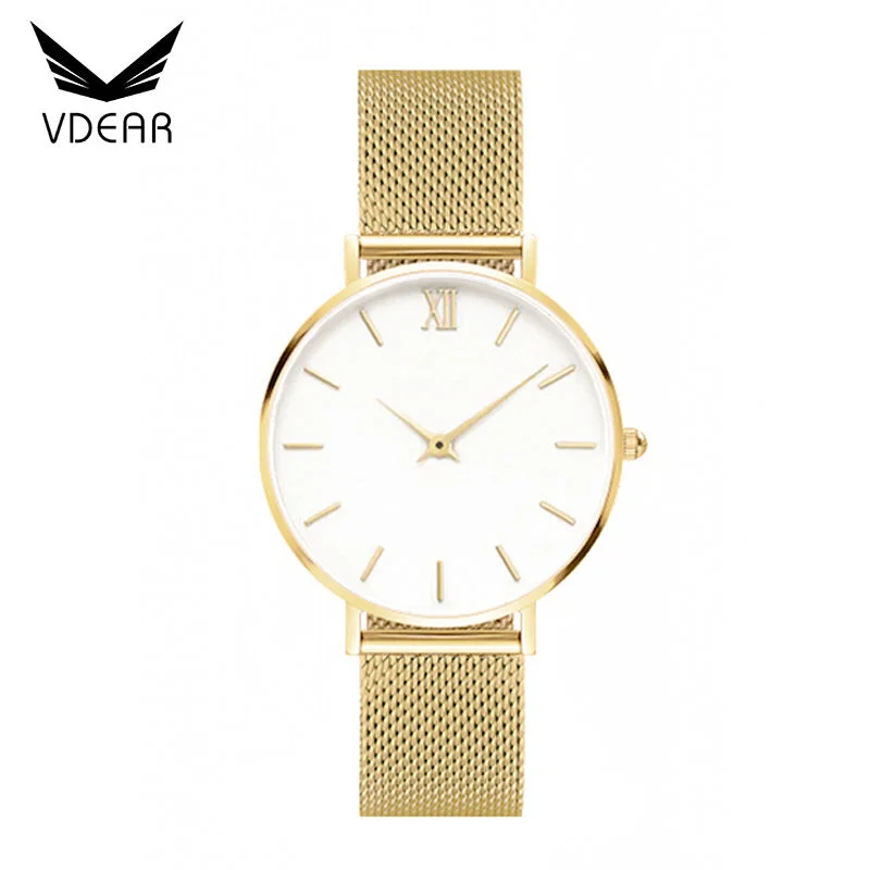 VDEAR - Tiny 34mm gold bezel ladies 2019 japan movt watch stainless steel back women watches quartz others 1