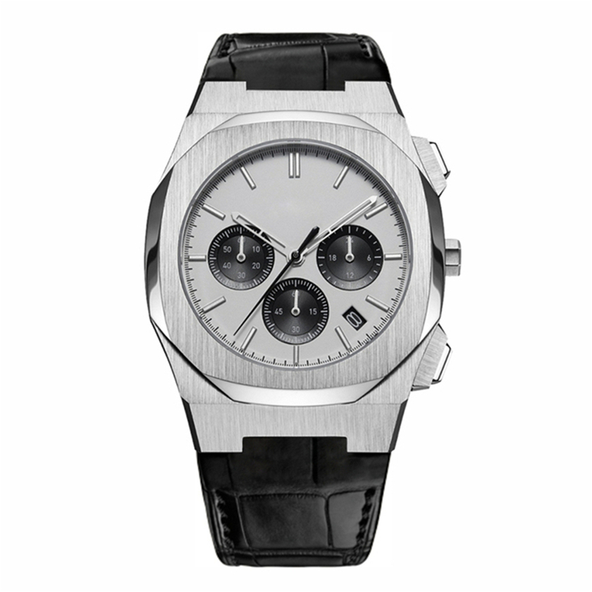 VDEAR - Orologio da uomo e da donna con cinturino in pelle, cronografo, data e giorno, impermeabile e di lusso, con quadrante grande e logo personalizzato 1