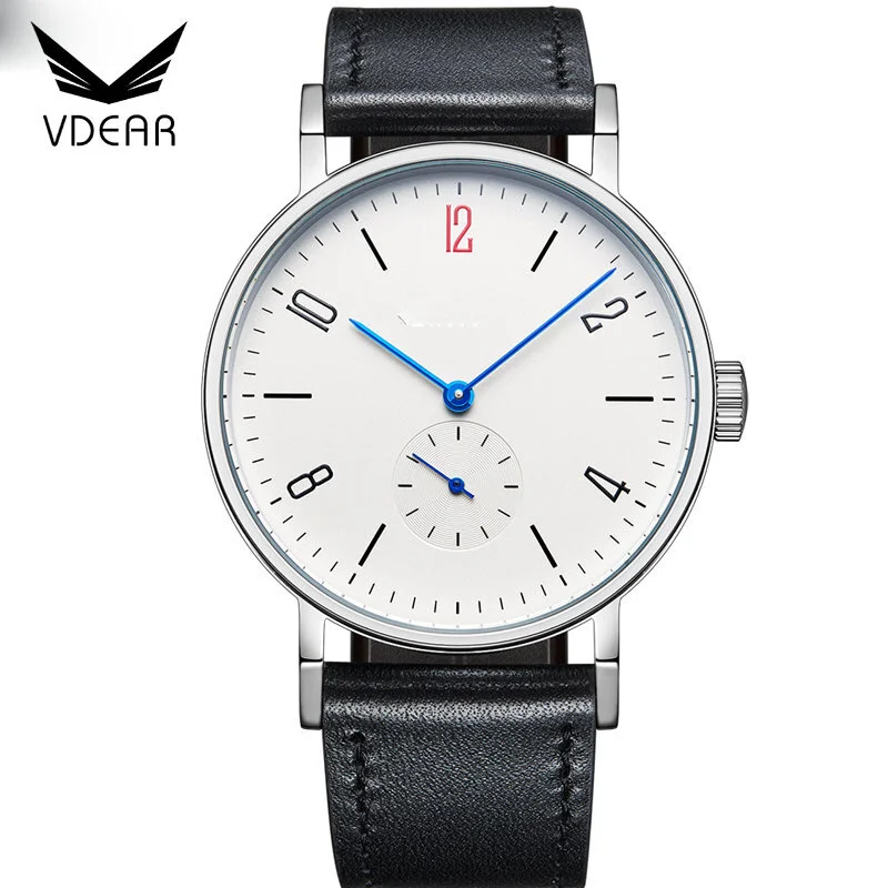VDEAR - Solid stainless steel quartz men wristwatch two hands half hand custom watch logo own design others 1