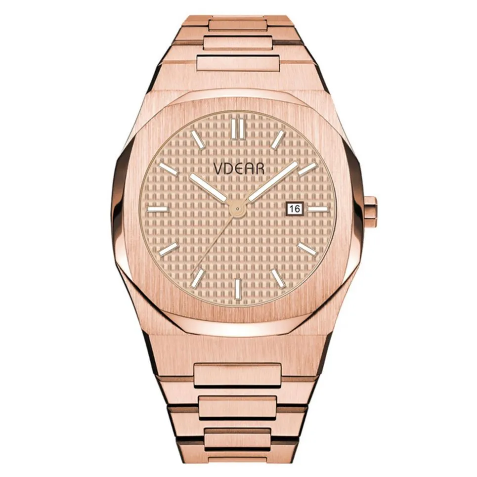 VDEAR - Reloj de acero inoxidable 316L resistente al agua hasta 3 atm para exteriores, movimiento de cuarzo, fabricante de relojes, otros 1