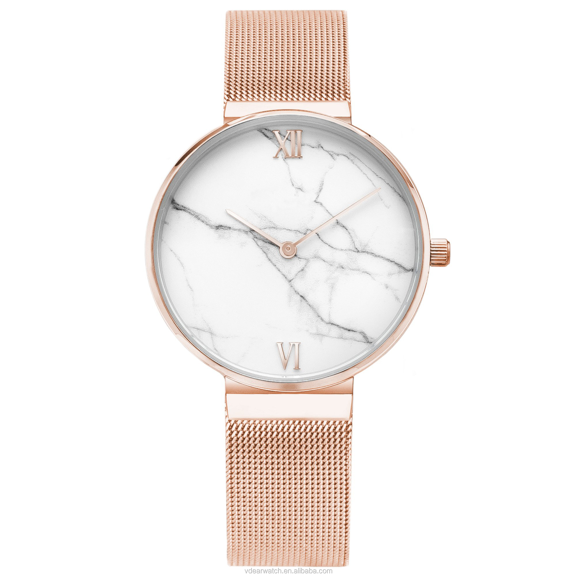 VDEAR - 36mm real marble stone dial women quartz wrist watch with mesh strap Fancy Watch 13