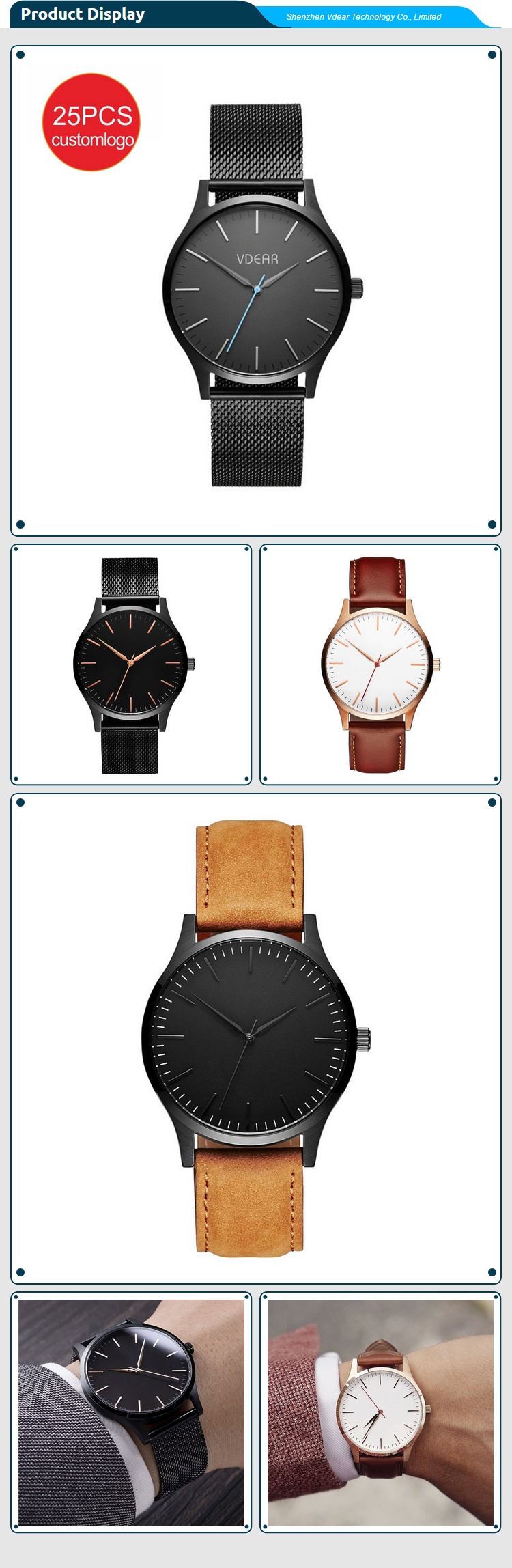 VDEAR - Easy changeable mesh strap no brand japan movement stainless steel watch brands chinese others 14