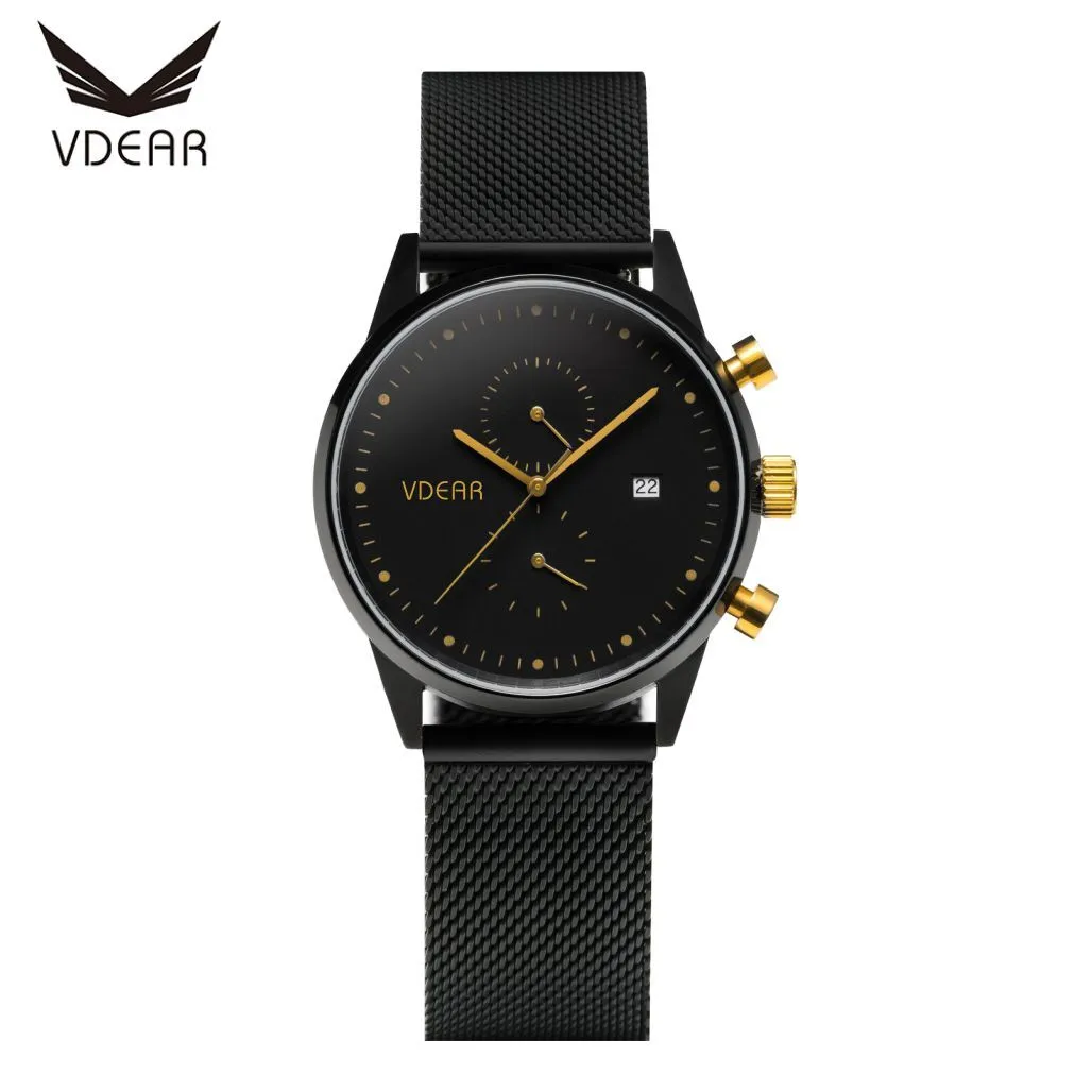 VDEAR - Intechangeable Mesh strap simple sapphire glass custom men chronograph wrist watch others 1