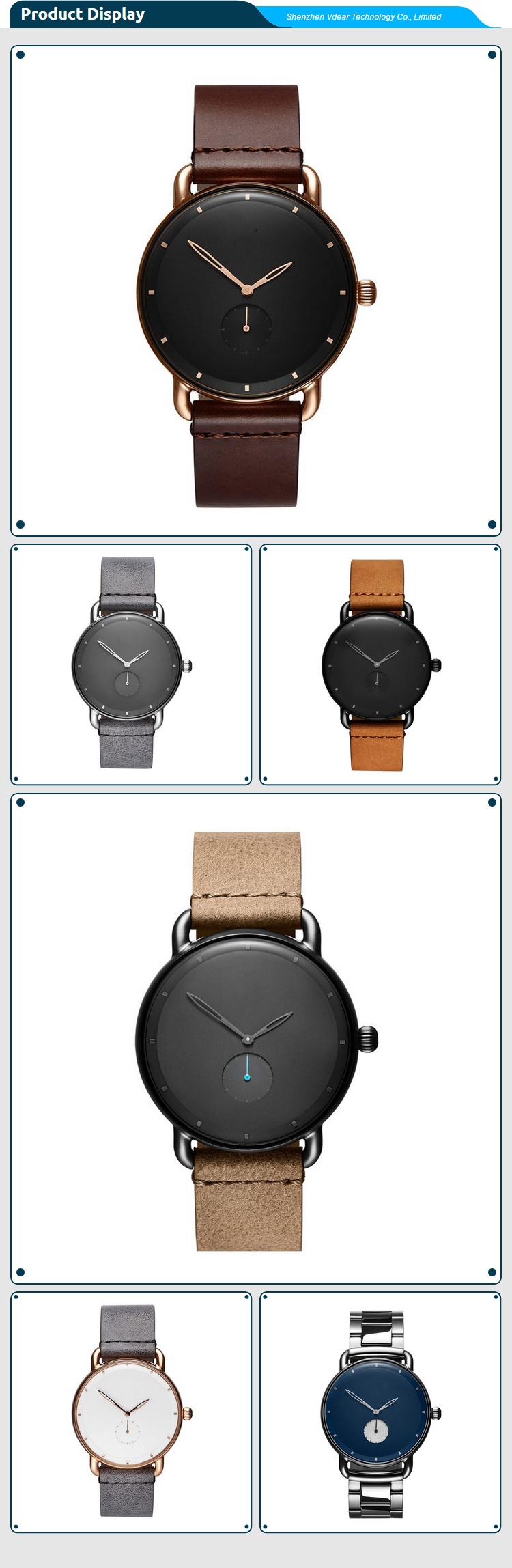 VDEAR - Montre homme vintage à mouvement quartz japonais indépendant, seconde seconde 12