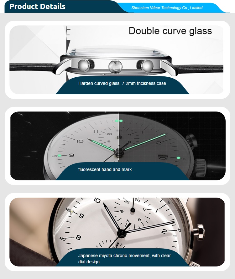 VDEAR - Retro Style Dome Glass Stainless Steel Japanese Quartz Movement Men Watch others 16