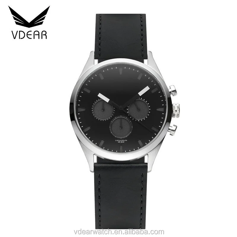 VDEAR - Usine chinoise fabriquant des montres avec logo personnalisé, étanches à 3 ATM, mouvement à quartz japonais, chronographe, bracelet en cuir et autres. 1